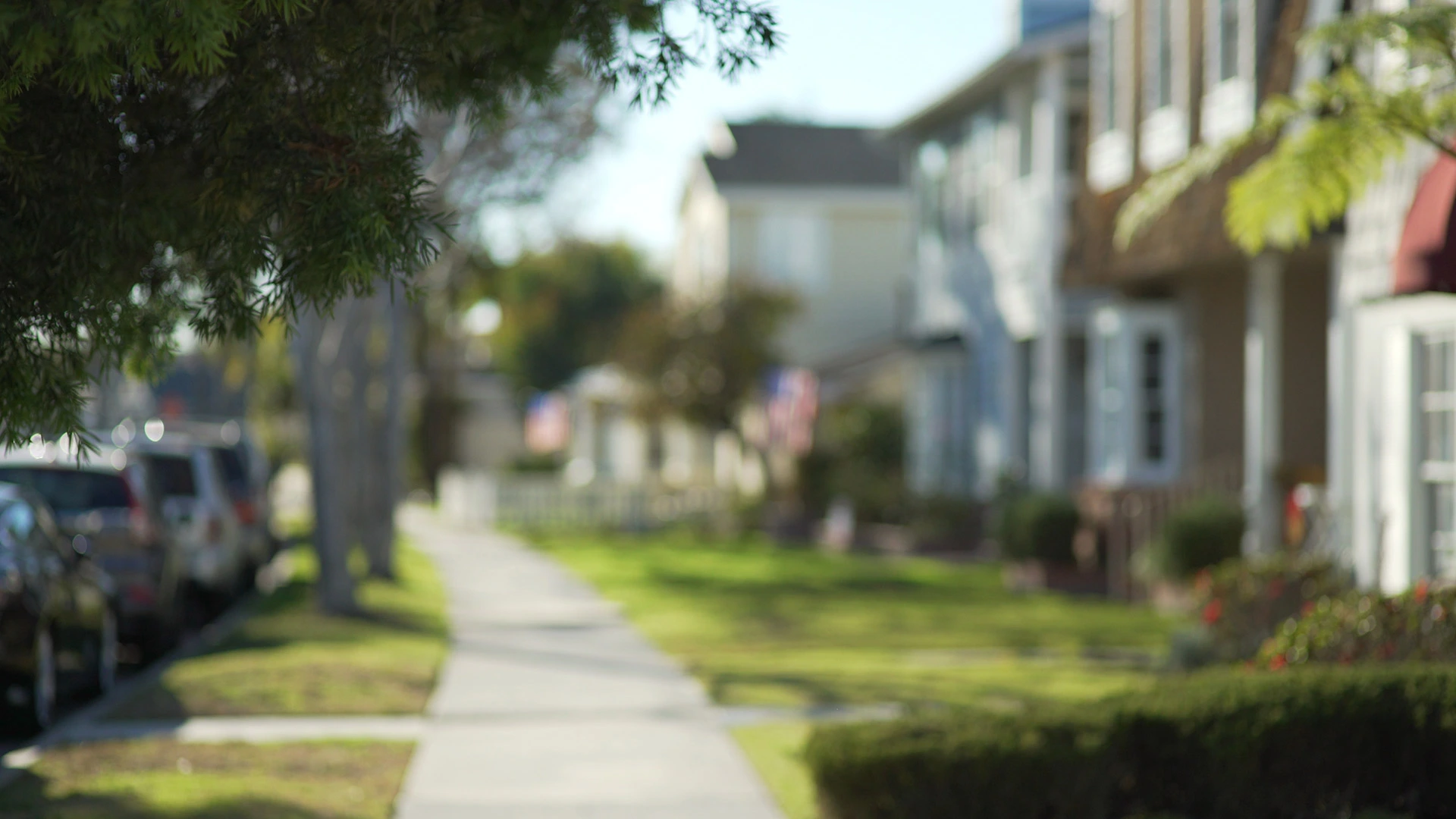 Blurred view of a neighborhood street in Westerville, OH.