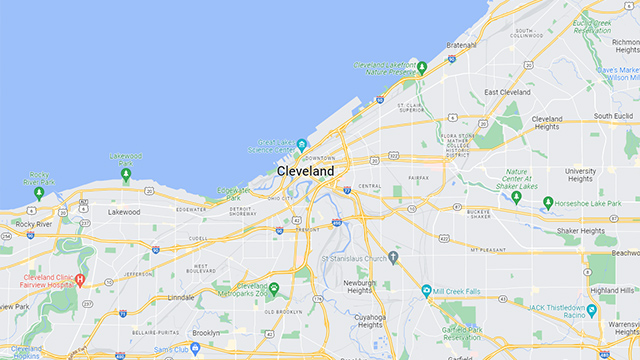 Area map of Cleveland, Ohio.