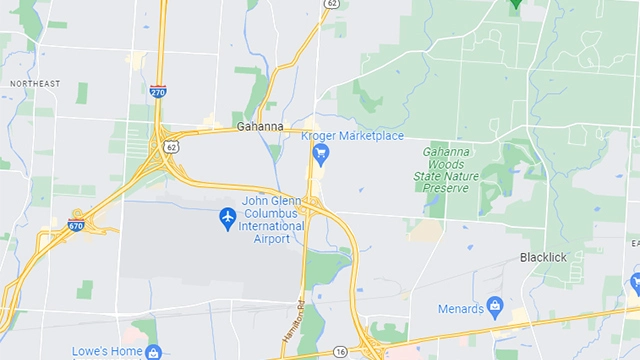 Area map of Gahanna, Ohio.