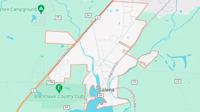 Area map of Galena, Ohio.