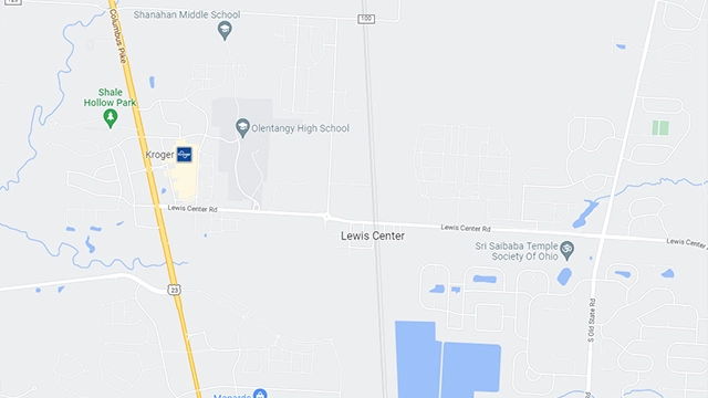 Area map of Lewis Center, Ohio.