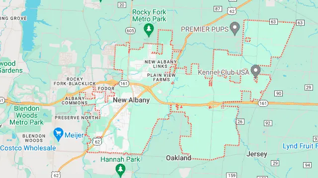 Area map of New Albany, Ohio.