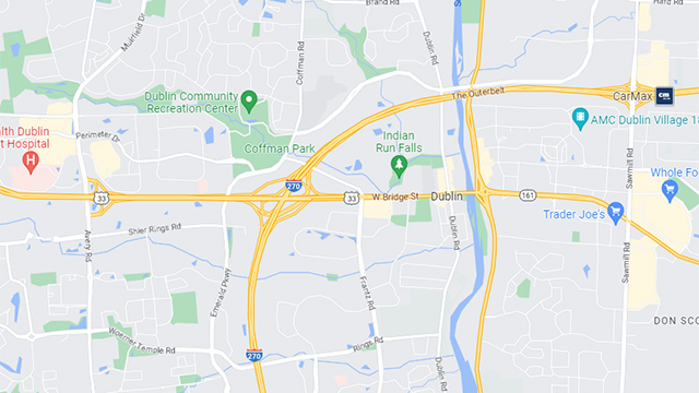 Area map of Dublin, Ohio.